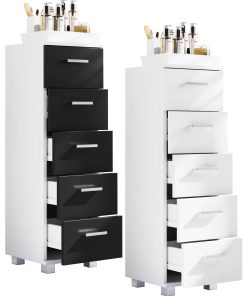 VCM Holz Midischrank   Badschrank   Maße: H. 90 x B. 30 x T. 30 cm   Kommode   5 Schubladen - Zalo M