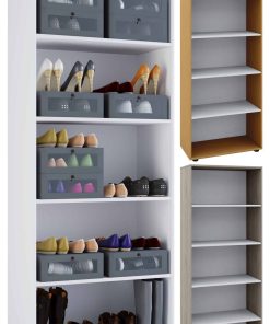 VCM Holz-Regal   Maße: B. 70 x H. 178 x T. 40 cm   5 Fächer   Allzweckregal   Schuhregal   ohne Türen – Vandol