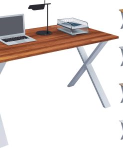 VCM Holz Schreibtisch   H. 76 x B. 80 x T. 50 cm   Computertisch schlicht   Füße aus hochwertigem Metall   Arbeitstisch   Büromöbel - Lona U