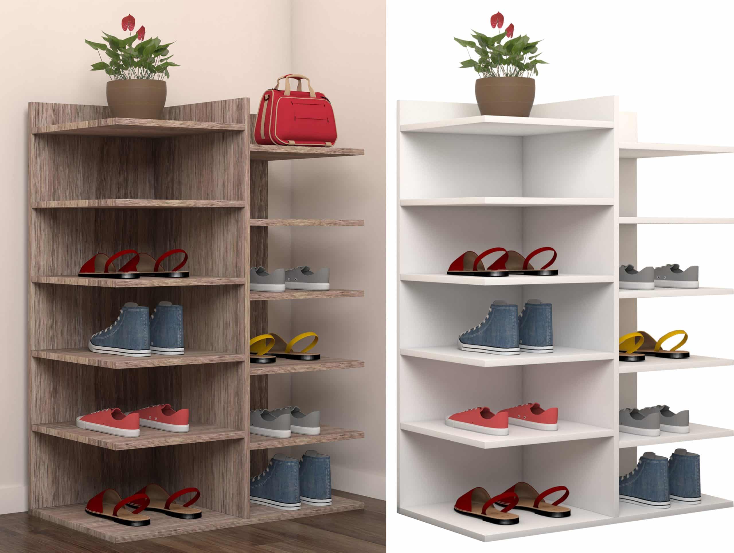 VCM Holz- Schuhregal   Maße: B. 60 x  H. 80 x T. 30 cm   12 Fächer - Enosa