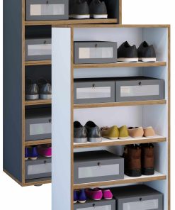 VCM Holz Schuhregal   Maße ca. H. 110 x B. 60 x T. 33 cm   Schuhkommode mit 5 Fächer   Schuhschrank -  Salia 5fach B. 60 cm