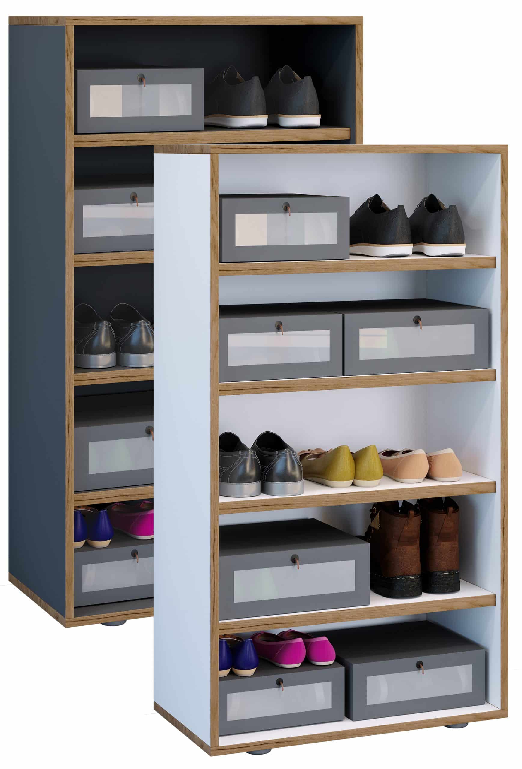 VCM Holz Schuhregal   Maße ca. H. 110 x B. 60 x T. 33 cm   Schuhkommode mit 5 Fächer   Schuhschrank -  Salia 5fach B. 60 cm