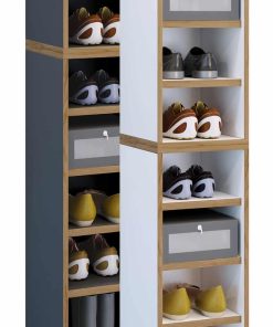 VCM Holz Schuhregal   Maße ca. H. 183 x B. 30 x T. 33 cm   Schuhkommode mit 9 Fächer   Schuhschrank - Salia 9fach B. 30 cm