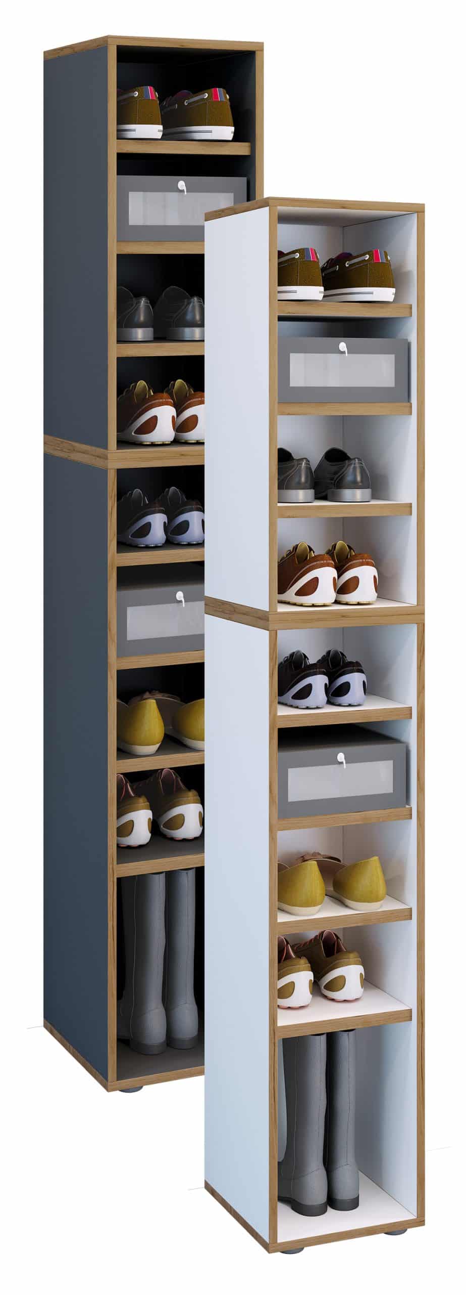 VCM Holz Schuhregal   Maße ca. H. 183 x B. 30 x T. 33 cm   Schuhkommode mit 9 Fächer   Schuhschrank - Salia 9fach B. 30 cm