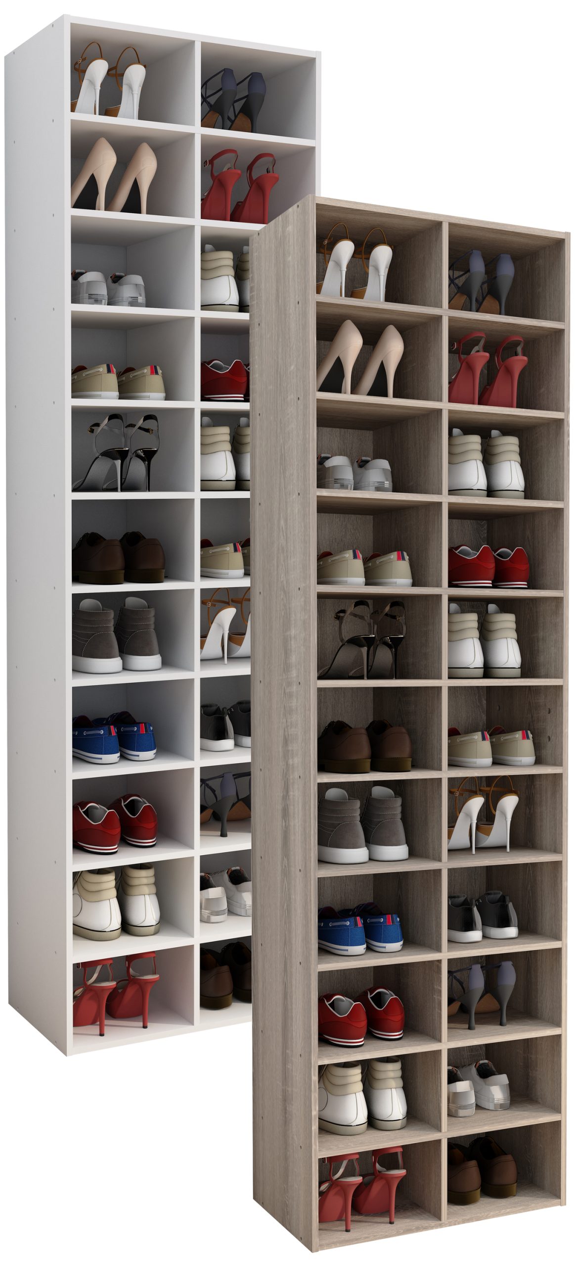 VCM Holz Schuhregal   Maße ca. H. 183 x B. 52 x T. 30 cm   Schuhkommode mit 22 Fächer   Schuhschrank - Hinsol XL