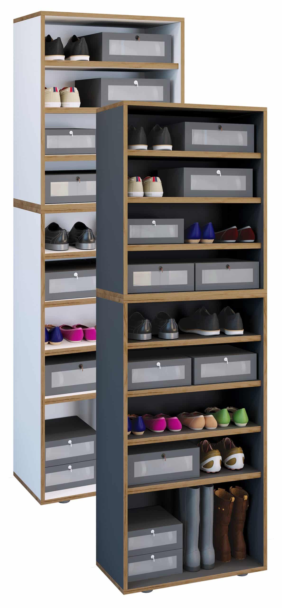 VCM Holz Schuhregal   Maße ca. H. 183 x B. 60 x T. 33 cm   Schuhkommode mit 9 Fächer   Schuhschrank - Salia 9fach B. 60 cm