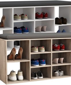 VCM Holz Schuhregal   Maße ca. H. 50 x B. 104 x T. 30 cm   Schuhkommode mit 10 Fächer   Schuhschrank - Hinsol S