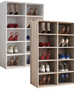 VCM Holz Schuhregal   Maße ca. H. 84 x B. 55 x T. 30 cm   Schuhkommode mit 10 Fächer   Schuhschrank - Hinsol M