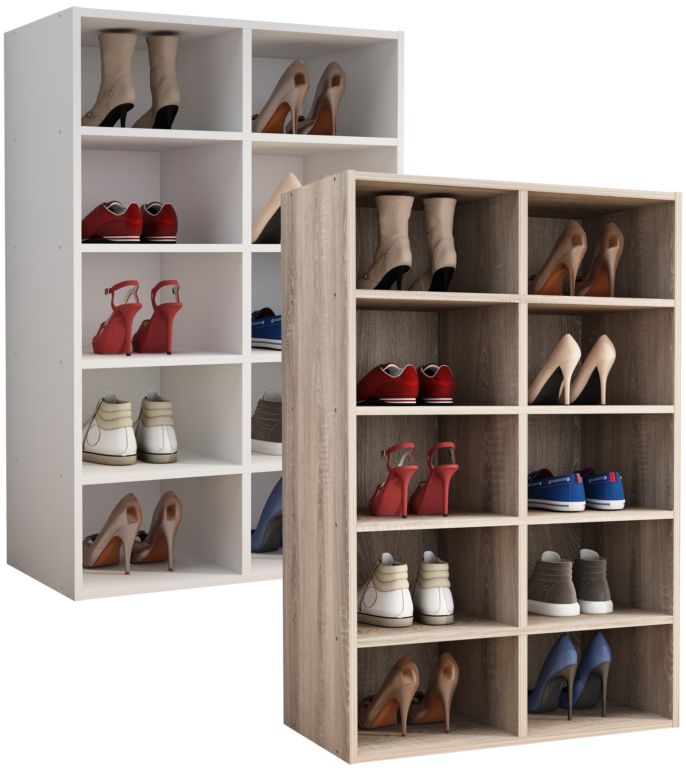 VCM Holz Schuhregal   Maße ca. H. 84 x B. 55 x T. 30 cm   Schuhkommode mit 10 Fächer   Schuhschrank - Hinsol M