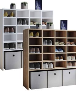 VCM Holz Schuhregal   Maße ca. H. 99 x B. 92 x T. 33 cm   Schuhkommode mit 20 Fächer   Schuhschrank - Hinsol XL