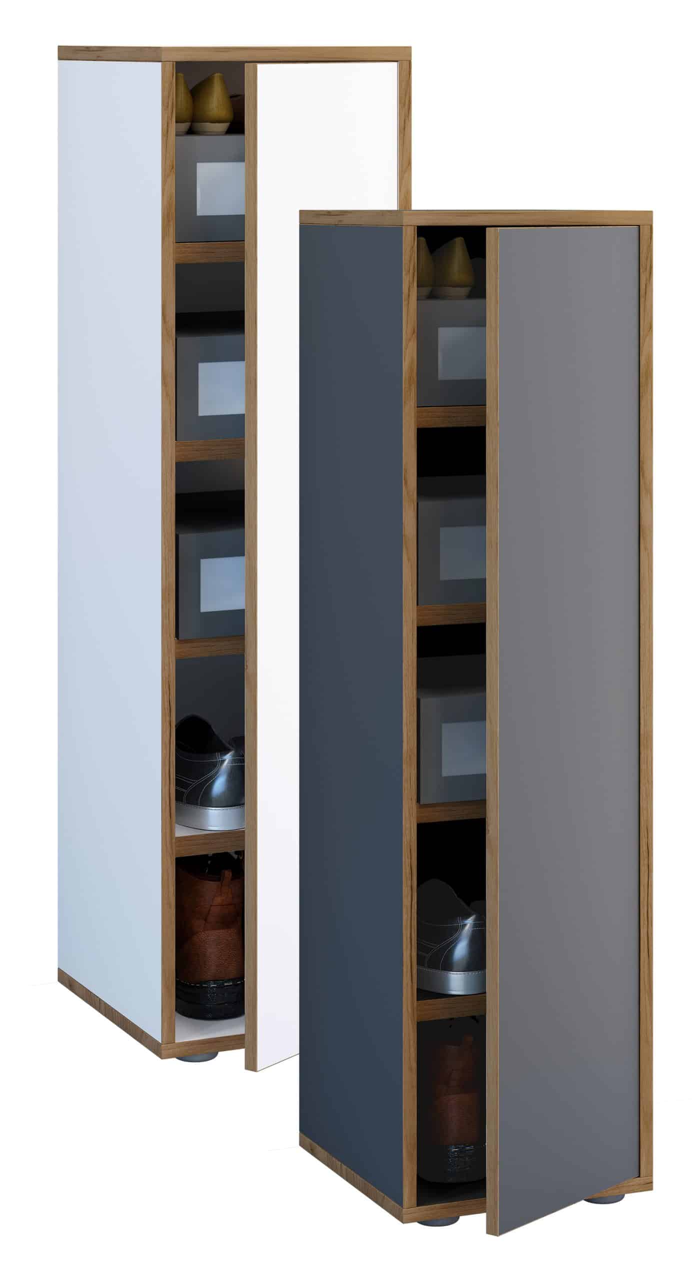 VCM Holz-Schuhschrank   Maße: B. 30 x H. 110 x T. 33 cm   Allzweckschrank   5 Fächer   1 Drehtür - Salia Breite 30 cm