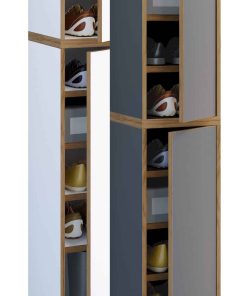 VCM Holz-Schuhschrank   Maße: B. 30 x H. 183 x T. 33 cm   Allzweckschrank   9 Fächer   2 Drehtüren - Salia Breite 30 cm