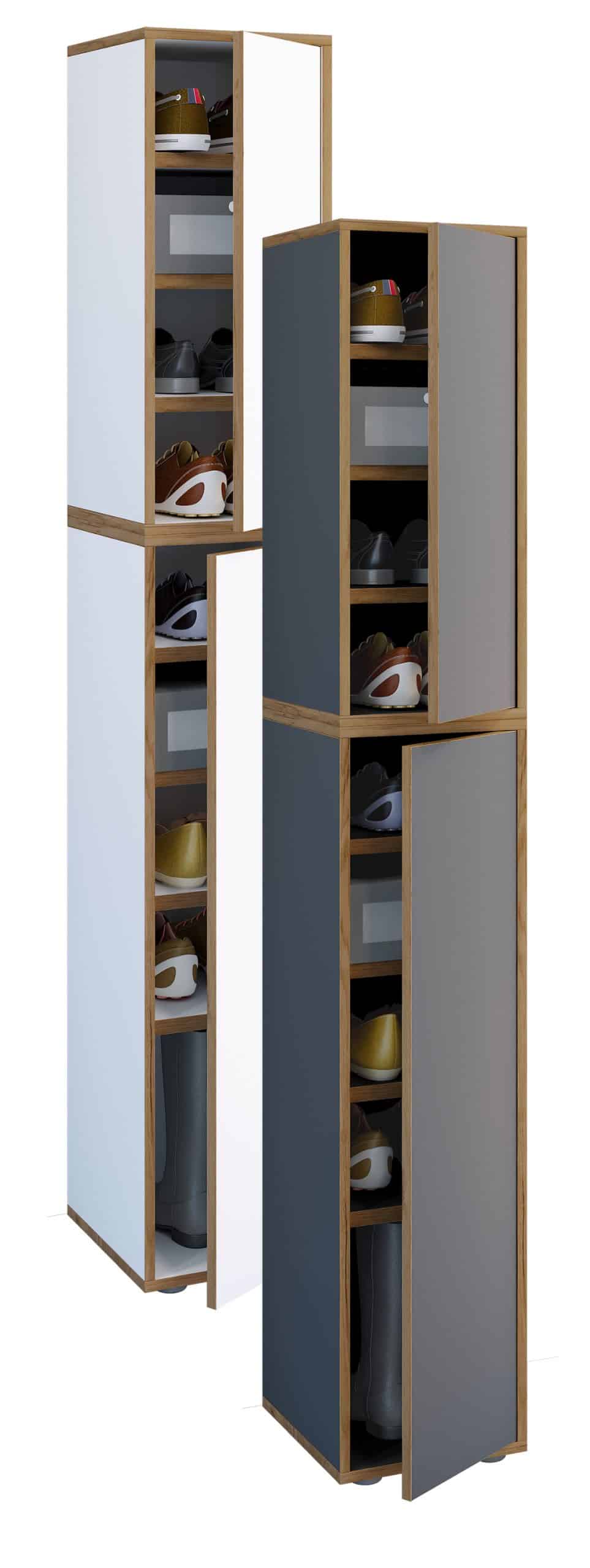 VCM Holz-Schuhschrank   Maße: B. 30 x H. 183 x T. 33 cm   Allzweckschrank   9 Fächer   2 Drehtüren - Salia Breite 30 cm