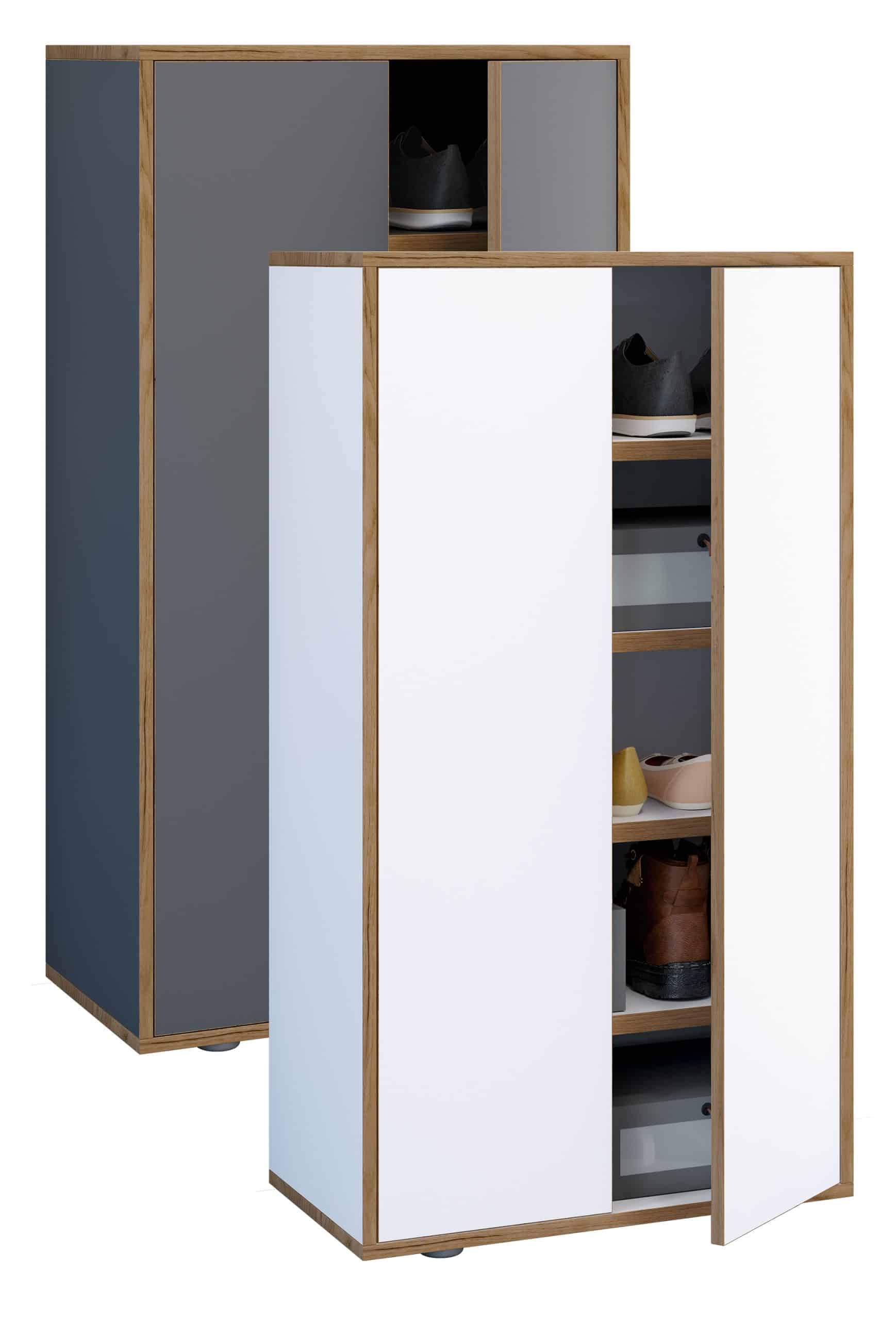 VCM Holz-Schuhschrank   Maße: B. 60 x H. 110 x T. 33 cm   Allzweckschrank   5 Fächer   2 Drehtüren - Salia Breite 60 cm