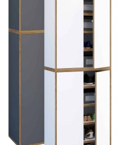 VCM Holz-Schuhschrank   Maße: B. 60 x H. 183 x T. 33 cm   Allzweckschrank   9 Fächer   4 Drehtüren - Salia Breite 60 cm