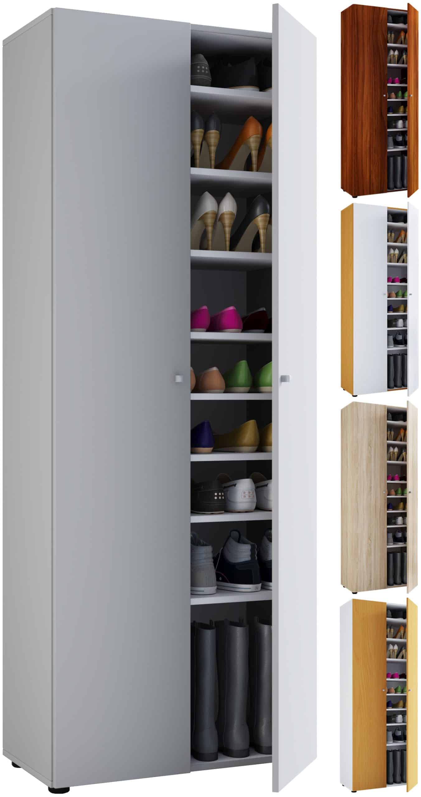 VCM Holz-Schuhschrank   Maße: B. 70 x H. 178 x T. 40 cm   Allzweckschrank   9 Fächer - Vandol