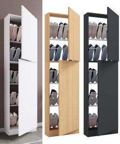 VCM Holz Schuhschrank   Maße: H. 180 x B. 50 x T. 17 cm   2 Drehtüren - Fulisa XL