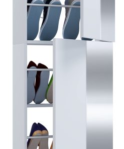 VCM Holz Schuhschrank   Maße: H. 180 x B. 50 x T. 17 cm   2 Drehtüren   praktischer Spiegel - Fulisa XL Spiegel