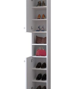 VCM Holz Schuhschrank   schmal   Hochschrank   Maße: H. 178 x B. 30 x T. 33 cm   2 Drehtüren   8 Fächer - Gados M
