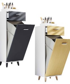 VCM Holz Wäscheschrank   Wäschetruhe   Wäschebox   Wäschekorb   Maße ca. H. 101 x B. 40 x T. 35 cm - Landos S