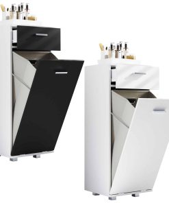 VCM Holz Wäscheschrank   Wäschetruhe   Wäschebox   Wäschekorb   Maße ca. H. 101 x B. 40 x T. 35 cm. - Zalo S