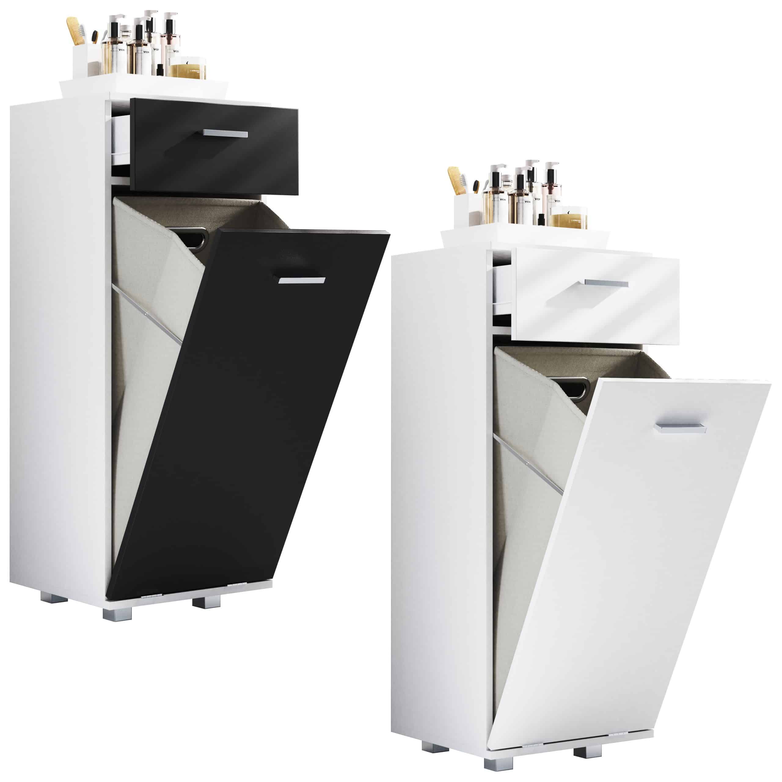 VCM Holz Wäscheschrank   Wäschetruhe   Wäschebox   Wäschekorb   Maße ca. H. 101 x B. 40 x T. 35 cm. - Zalo S