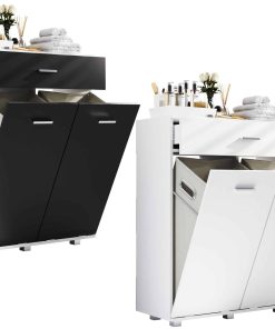 VCM Holz Wäscheschrank   Wäschetruhe   Wäschebox   Wäschekorb   Maße ca. H. 101 x B. 79 x T. 35 cm. - Zalo M