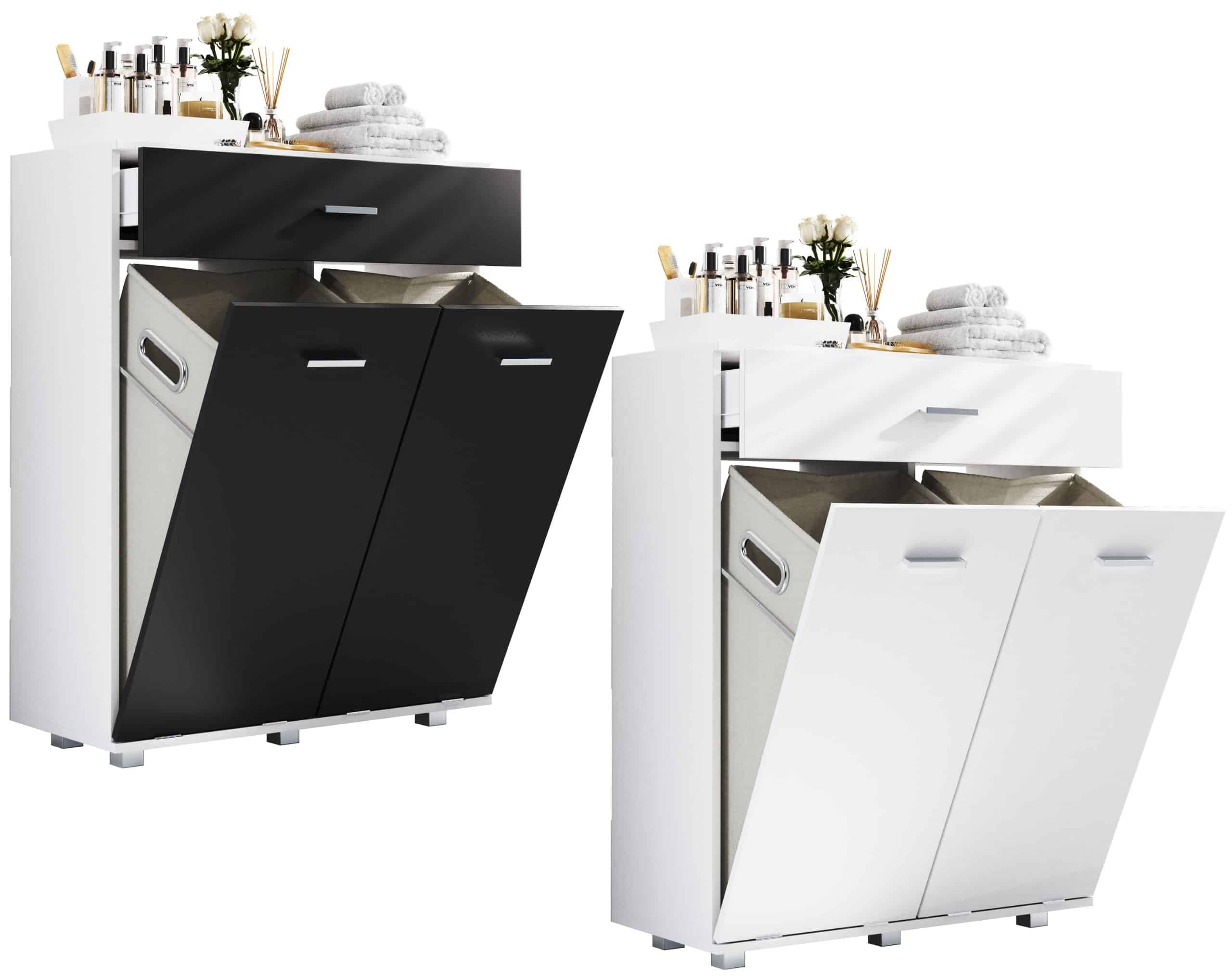 VCM Holz Wäscheschrank   Wäschetruhe   Wäschebox   Wäschekorb   Maße ca. H. 101 x B. 79 x T. 35 cm. - Zalo M