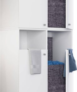 VCM Holz Wäscheschrank   Wäschetruhe   Wäschekorb   Maße ca H. 184 x B. 80 x T. 39 cm - Dreso XXL4f