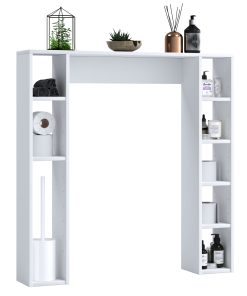 VCM Holz Wandregal   Standregal   Überbau WC   Maße: H. 100 x B. 98 x T. 18 cm   8 Fächer - Tinoli M