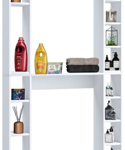 VCM Holz Wandregal   Standregal   Überbau WC   Maße: H. 200 x B. 98 x T. 18 cm   16 Fächer - Tinoli XL