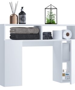 VCM Holz Wandregal   Überbau WC Toilette   Maße: H. 61 x B. 76 x T. 20 cm   2 kleine Drehtüren mit ja 2 Fächer   2 offene Regalfächer - Tinoli S