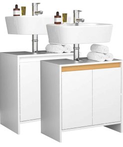 VCM Holz Waschbeckenunterschrank   Badschrank   Maße: H. 60 x B. 58 x T. 33 cm   2 große Drehtüren ohne Griffe - Malira