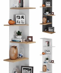 VCM Holzregal hängend   platzsparendes Regal   Maße: H. 140 x B. 37 x T. 37 cm   Elegantes Regal hängend   Aufbewahrungsregal   Bücherregal   Wandregal - Balos XL