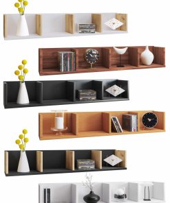 VCM Holzregal hängend   platzsparendes Regal   Maße: H. 15 x B. 97 x T. 17 cm   Elegantes Regal hängend   Aufbewahrungsregal   Bücherregal   Wandboard - Honsa