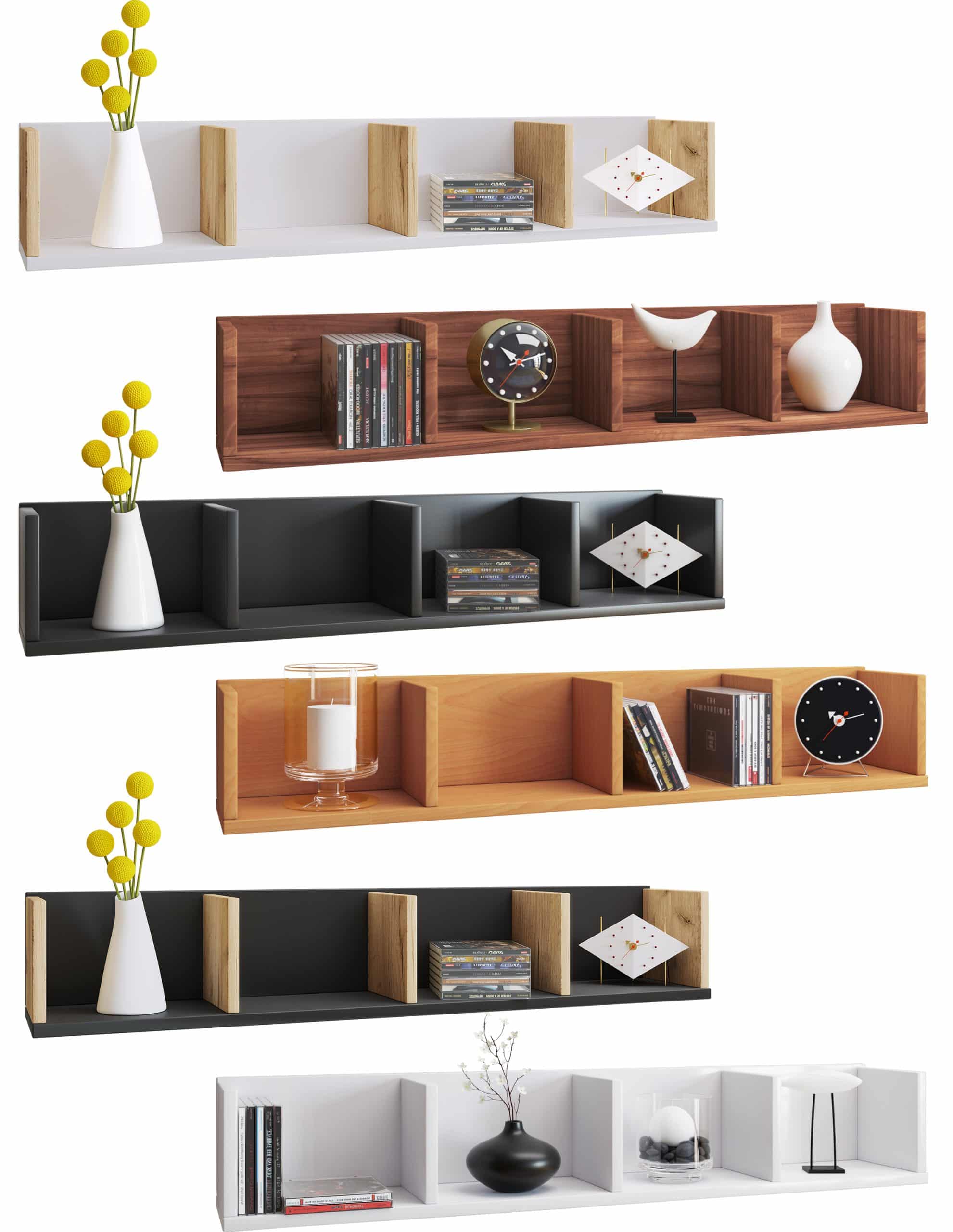 VCM Holzregal hängend   platzsparendes Regal   Maße: H. 15 x B. 97 x T. 17 cm   Elegantes Regal hängend   Aufbewahrungsregal   Bücherregal   Wandboard - Honsa