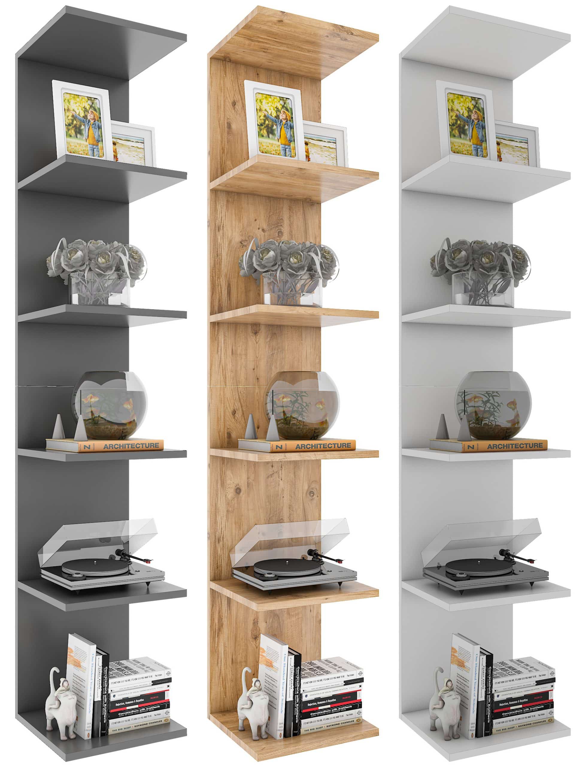 VCM Holzregal hängend   platzsparendes Regal   Maße: H. 180 x B. 35 x T. 30 cm   Elegantes Regal hängend   Aufbewahrungsregal   Bücherregal   Wandboard - Lazas