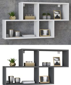 VCM Holzregal hängend   platzsparendes Regal   Maße: H. 53 x B. 100 x T. 20 cm  Elegantes Regal hängend   Aufbewahrungsregal   Bücherregal   Wandboard - Lusas