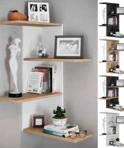 VCM Holzregal hängend   platzsparendes Regal   Maße:  H. 77 x B. 45 x T. 45 cm   Elegantes Regal hängend   Aufbewahrungsregal   Bücherregal   Wandboard - Regal Balos