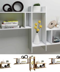 VCM Holzregal hängend   platzsparendes Regal   Maße: H. 80 x B. 188 x T. 20 cm   Elegantes Regal hängend   Aufbewahrungsregal   Bücherregal   Wandboard - Sirola Maxi