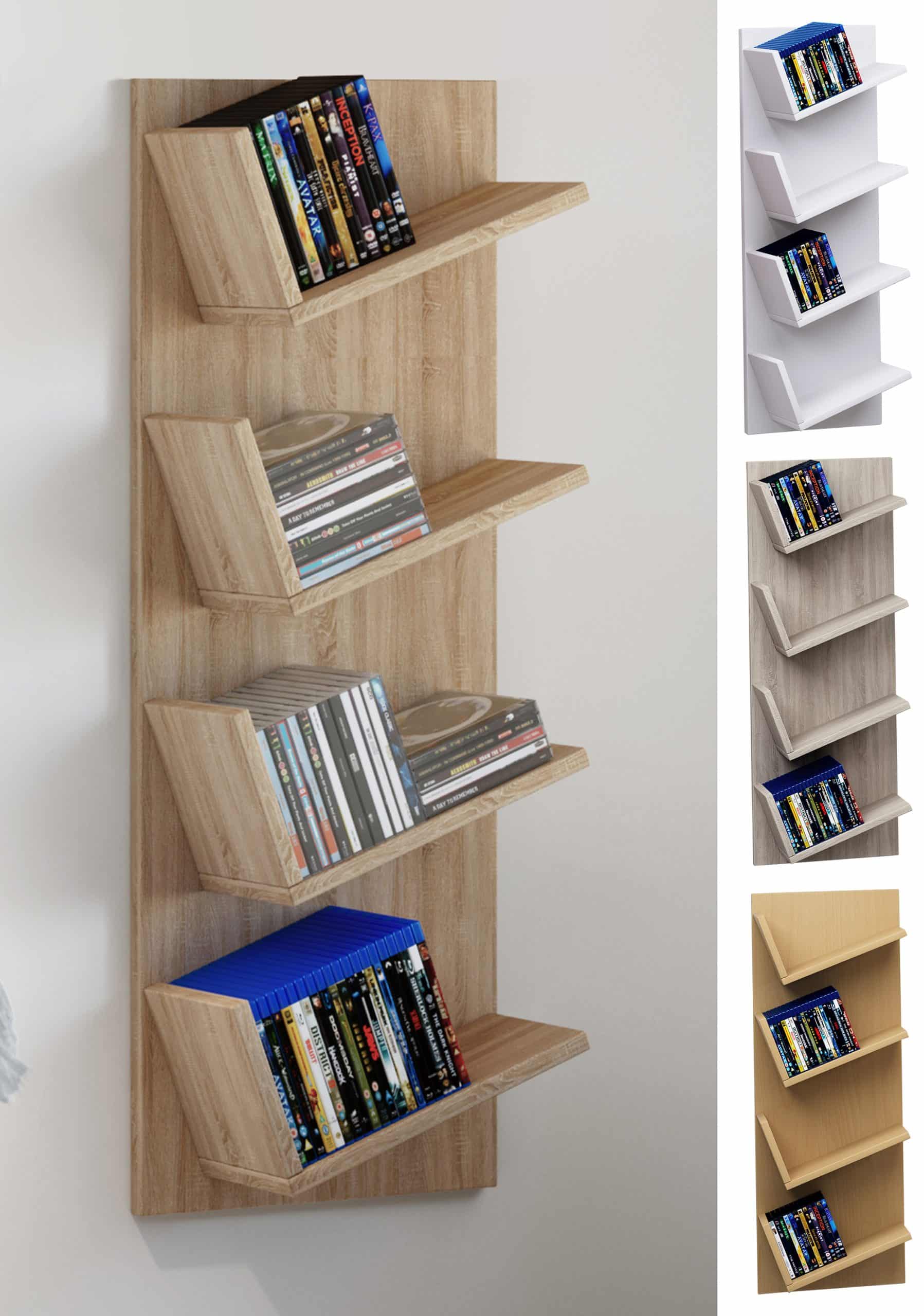 VCM Holzregal hängend   platzsparendes Regal   Maße: H. 90 x B. 33 x T. 16 cm   Elegantes Regal hängend   Aufbewahrungsregal   Bücherregal   Wandboard - Lansi Mini