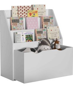 VCM Holzregal mit Rollen Schublade   platzsparendes Kinder Regal   Maße: H. 80 x B. 73 x T. 30 cm   Elegantes Regal stehend   Aufbewahrungsbox   Bücherregal   Aufbewahrungsregal - Besira L