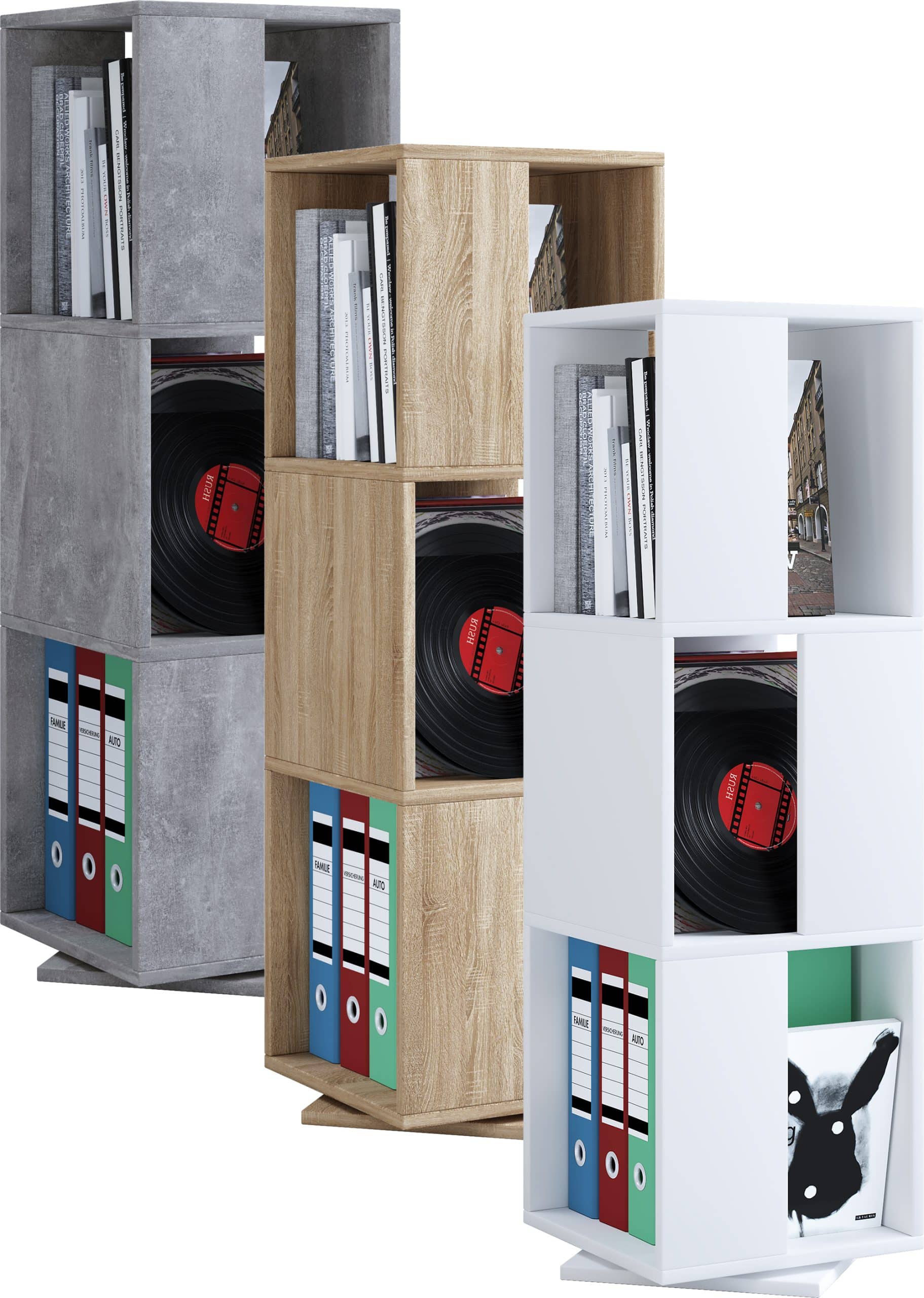 VCM Holzregal stehend   Bücherregal drehbar   Maße ca. H. 109 x B. 34 x T. 34 cm   Elegantes Regal   Büroregal – Stifta XL