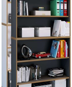 VCM Holzregal stehend   platzsparender Aktenschrank   Maße ca. B. 100 x H. 183 x T. 33 cm   Elegantes Regal   Büroregal – Salia 5fach B. 100 cm