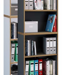 VCM Holzregal stehend   platzsparender Aktenschrank   Maße ca. B. 60 x H. 183 x T. 33 cm   Elegantes Regal   Büroregal – Salia 5fach B. 60 cm