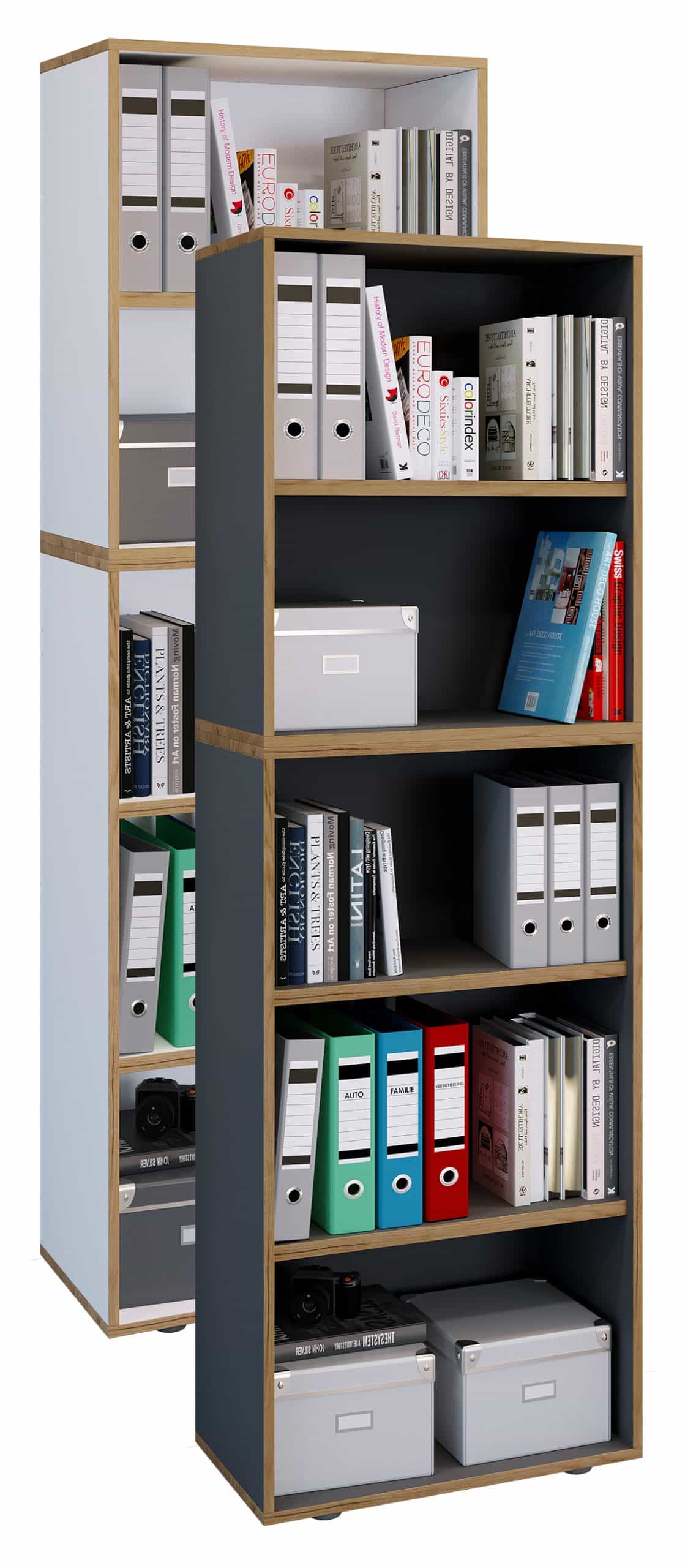 VCM Holzregal stehend   platzsparender Aktenschrank   Maße ca. B. 60 x H. 183 x T. 33 cm   Elegantes Regal   Büroregal – Salia 5fach B. 60 cm