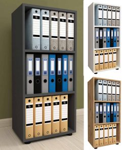 VCM Holzregal stehend   platzsparender Aktenschrank   Maße ca. H. 108 x B. 49 x T. 32 cm   Elegantes Regal   Büroregal – Ulas 3f