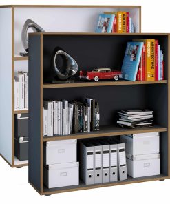 VCM Holzregal stehend   platzsparender Aktenschrank   Maße ca. H. 110 x B. 100 x T. 33 cm   Elegantes Regal   Büroregal – Salia 3fach B. 100 cm