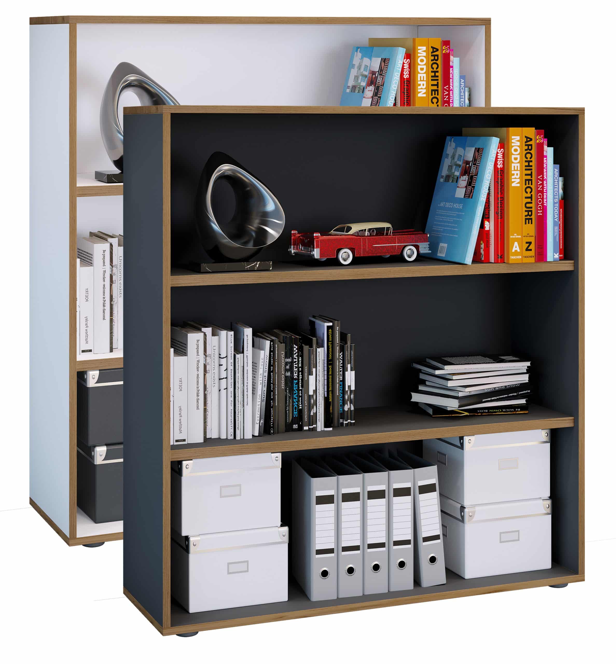 VCM Holzregal stehend   platzsparender Aktenschrank   Maße ca. H. 110 x B. 100 x T. 33 cm   Elegantes Regal   Büroregal – Salia 3fach B. 100 cm