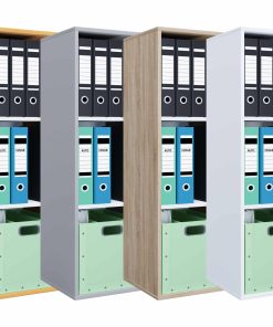 VCM Holzregal stehend   platzsparender Aktenschrank   Maße ca. H. 110 x B. 35 x T. 37 cm   Elegantes Regal   Büroregal – Lona I 3f